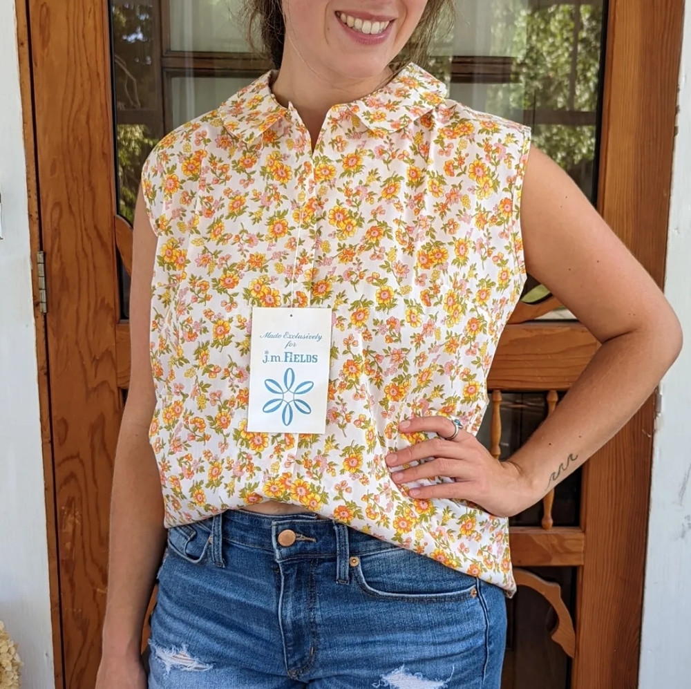 Vintage NWT J.M. Fields Floral Blouse